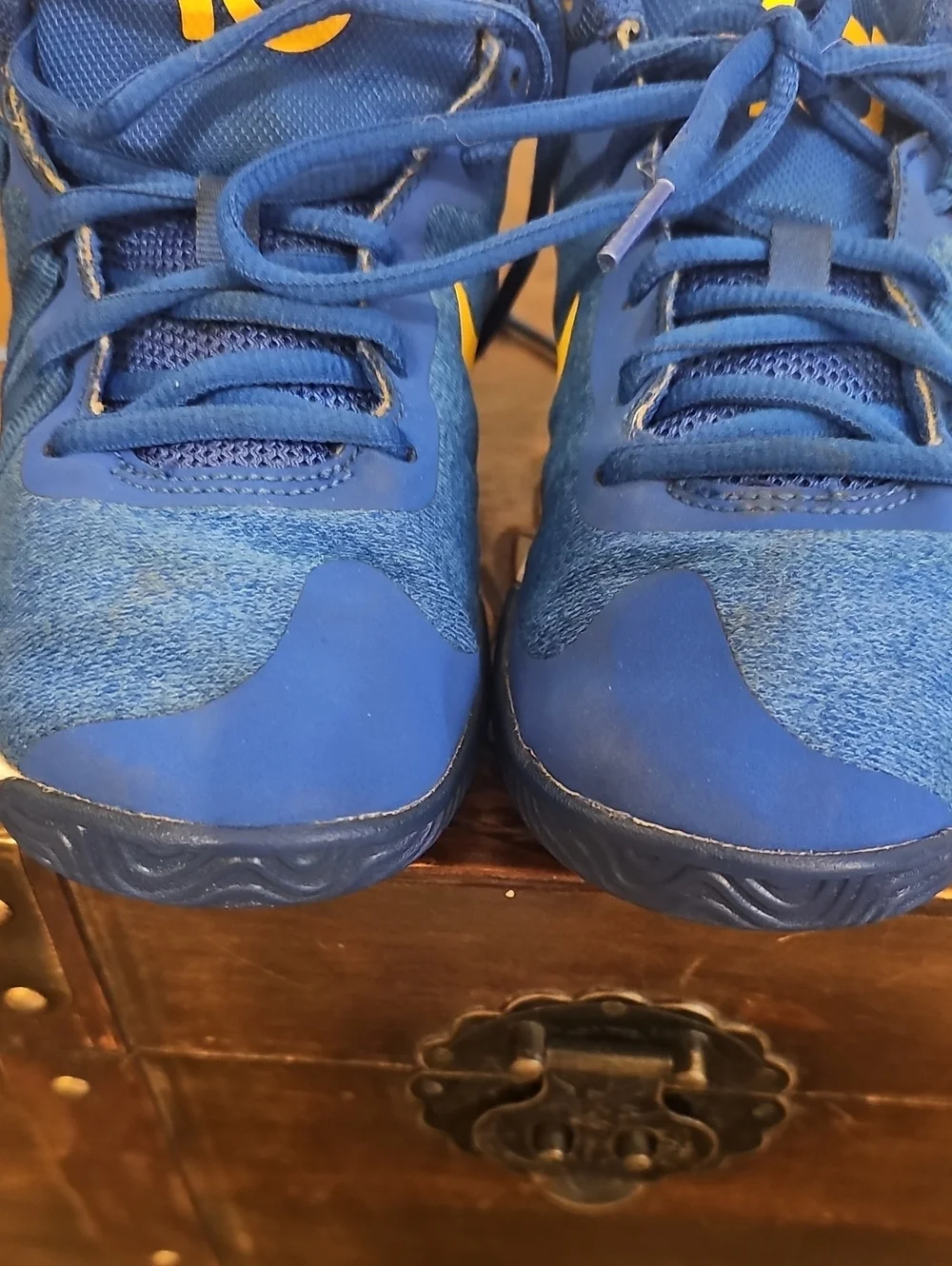 Nike KD Kids' Blue and Yellow Basketball Shoes